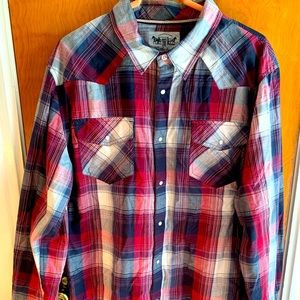 Levi, x-Large, Red, White and Blue Shirt with Pearl Buttons